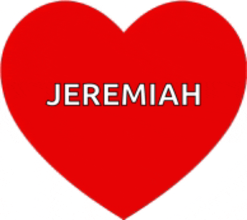 a red heart with the word jeremiah written on it