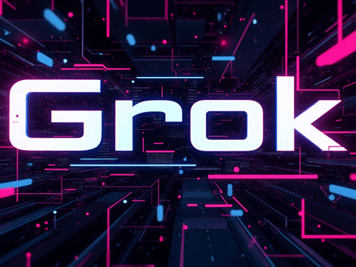 the word grok is displayed in white letters on a dark background