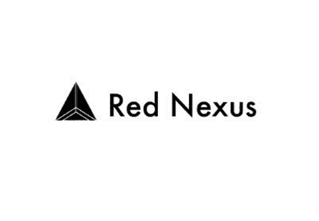 a red nexus logo with a triangle on a white background