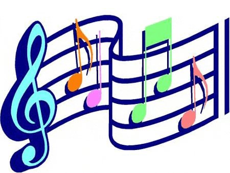 a cartoon illustration of a treble clef and music notes .