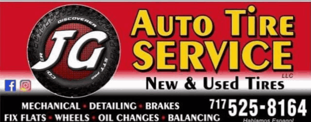 a sign for auto tire service with a tire on it