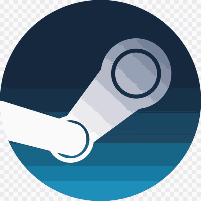 a blue circle with a steam icon in the middle