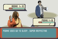 a video game where poonie uses go to sleep is super ineffective