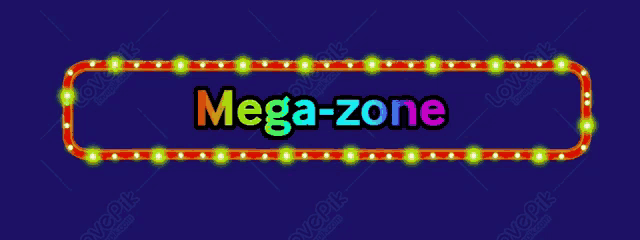 a neon sign with the word mega-zone on it