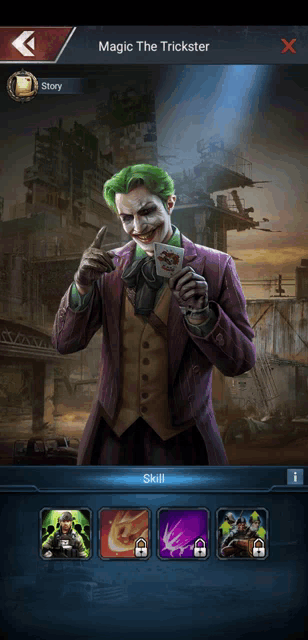 a joker holding a playing card in a video game