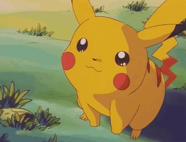 a pikachu with a surprised expression on its face