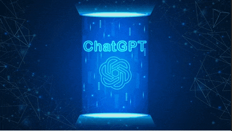 a blue cylinder with the words chatgpt on it