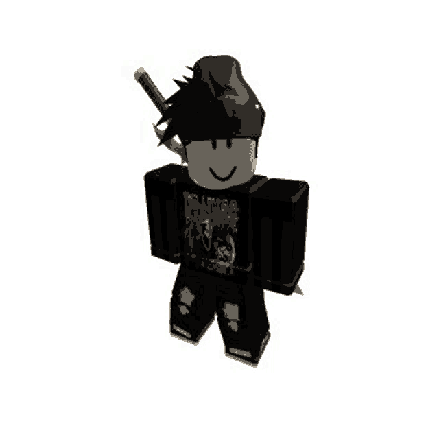 a roblox character is holding a sword in his hand .