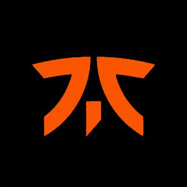 a logo for a video game team called fnatic is orange and black on a black background .