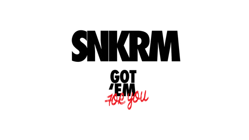 a black and white logo for snkrm that says got em for you