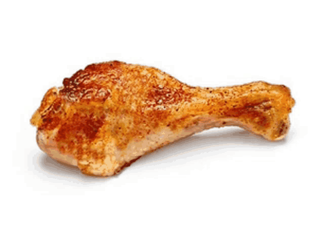 a close up of a chicken leg with a white background