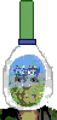 a pixel art drawing of a bottle with a picture of a landscape inside of it .