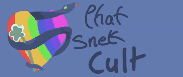 a drawing of a snake with the words chat snek cult