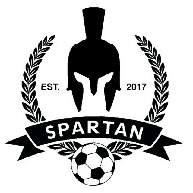 a spartan helmet with a soccer ball and laurel wreath