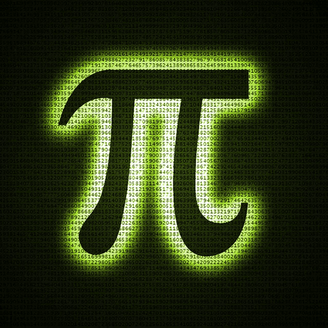 a pi symbol is surrounded by numbers on a black background