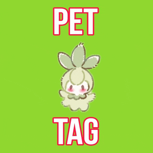 a green background with a drawing of a rabbit and the words pet tag