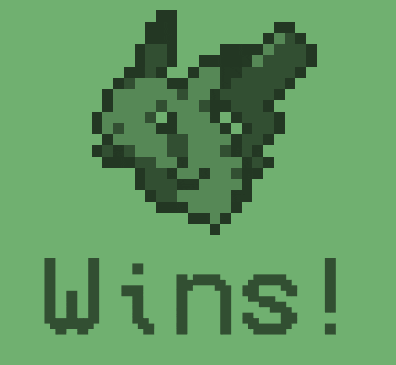 a green background with a pixel art of a cat and the words wins