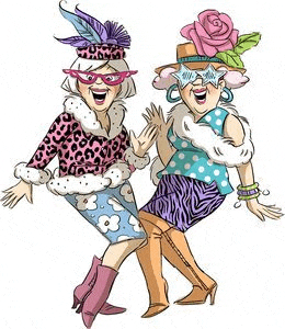 two cartoon women are dancing together in a cartoon .