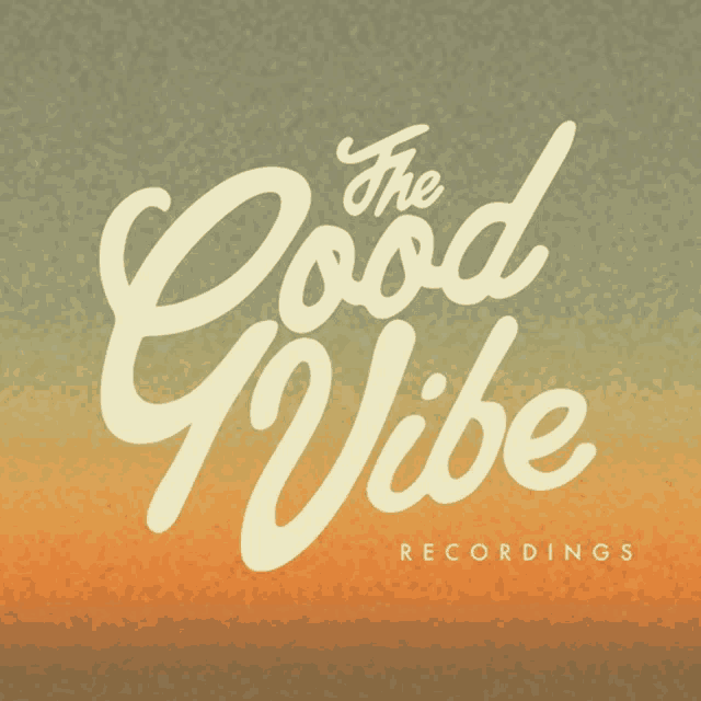 a logo for the good vibe recordings with a sunset background