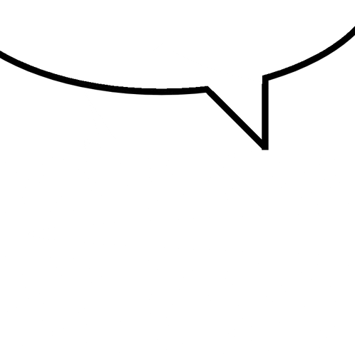 a black and white drawing of a speech bubble with a diagonal line coming out of it .