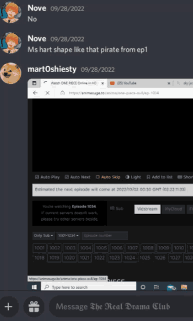 a screenshot of a discord conversation between nove and martoshiesty on 09/28/22