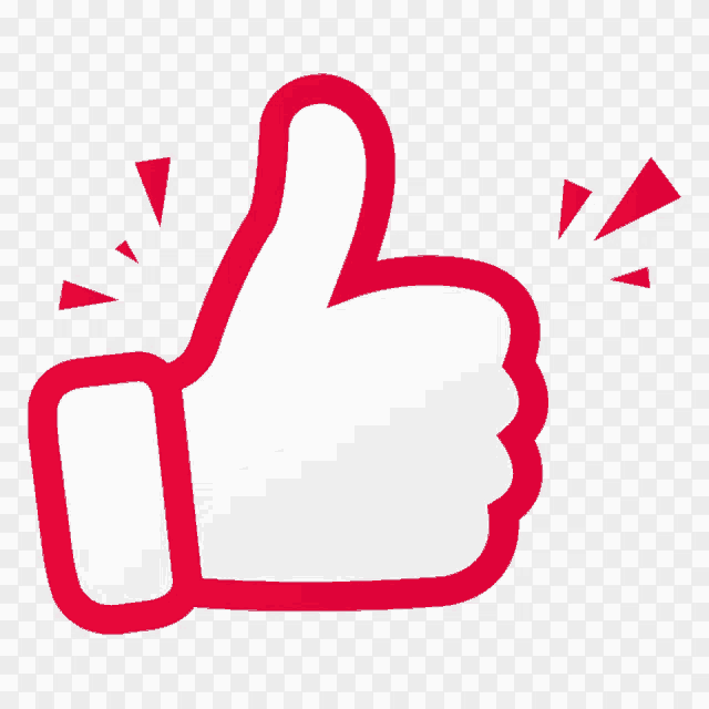 a red thumbs up on a white background