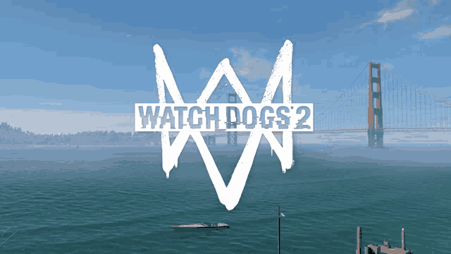 a poster for watch dogs 2 with a boat in the water