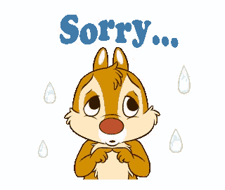 a cartoon illustration of a squirrel with the words sorry on it