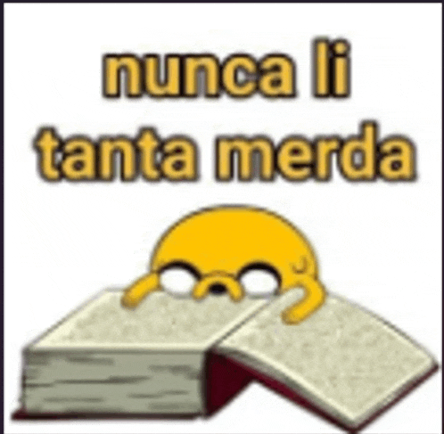 a picture of a cartoon character reading a book with the words nunca li tanta merda above it