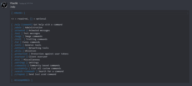 a screenshot of a discord server with the name vtechk on the top left