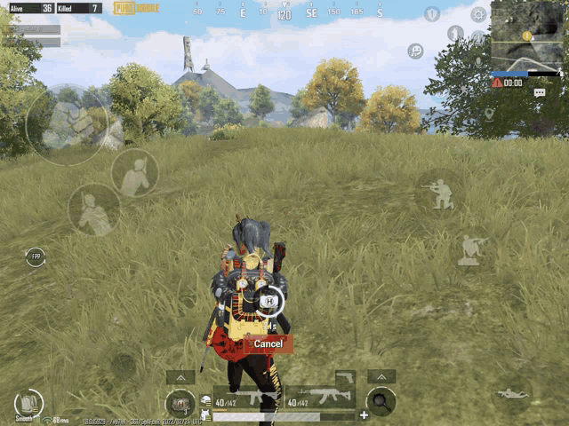 a screenshot of a game called pubg mobile shows a person standing in a field