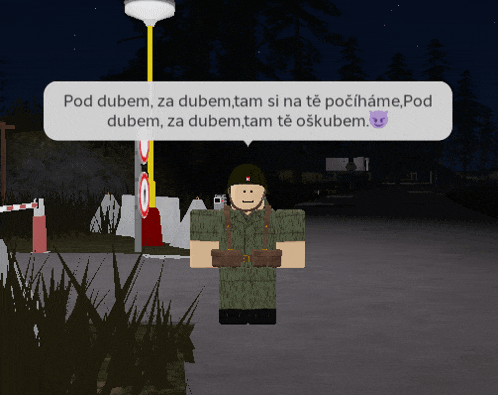 a soldier in a video game with a speech bubble saying pod dubem