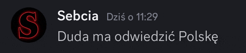 a black background with a red s on it and the words sebcia dzis o 11:29 duda ma odwiedzić polske