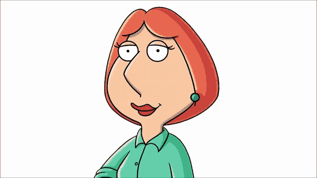 a cartoon woman with red hair and a green shirt