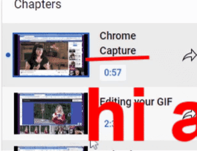 a screenshot of a website that says chapters chrome capture editing your gif