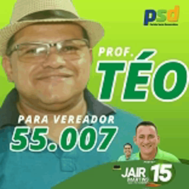 a man wearing a hat and glasses is featured on a poster for prof teo