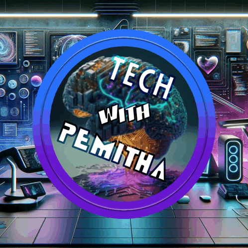 a picture of a brain with the words tech with pemitha written on it