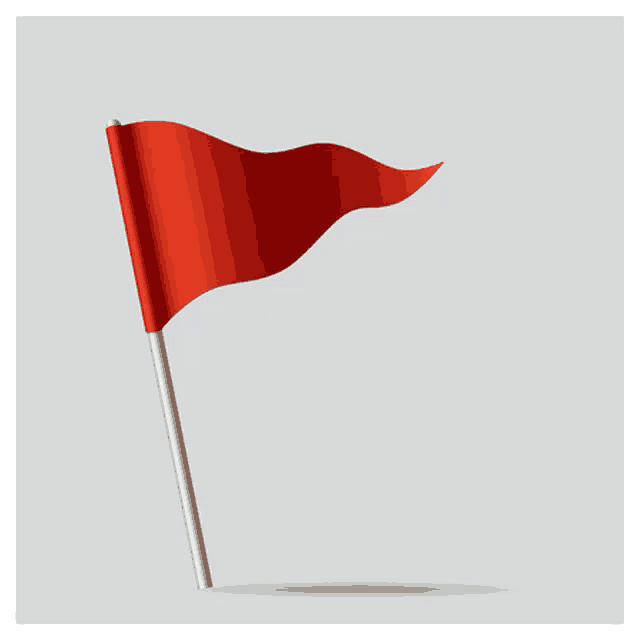 a small red flag on a silver pole with a gray background