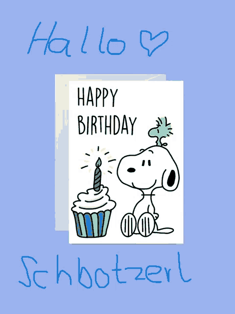 a birthday card with snoopy and woodstock and the words happy birthday