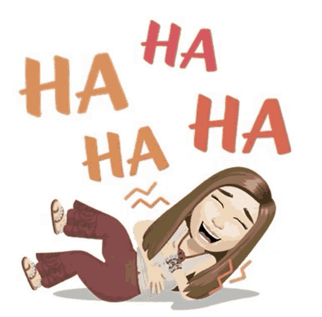 a cartoon of a woman laughing with the words ha ha ha written above her