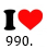 a red heart with the words `` i love 990 '' below it