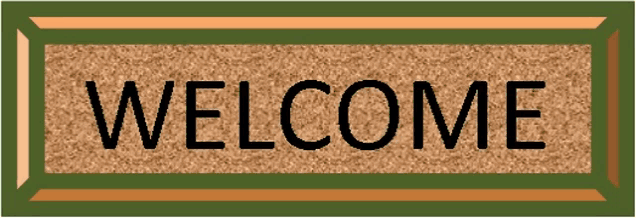 a welcome sign with a green border