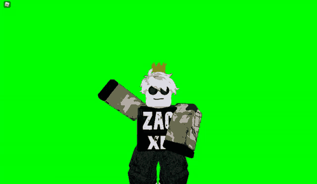 a roblox character is wearing a shirt that says zac xl and has a crown on his head