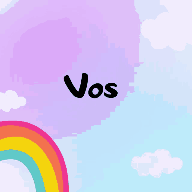 a rainbow and the word vos are on a purple background