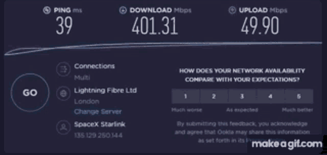 a computer screen shows a download speed of 389.09