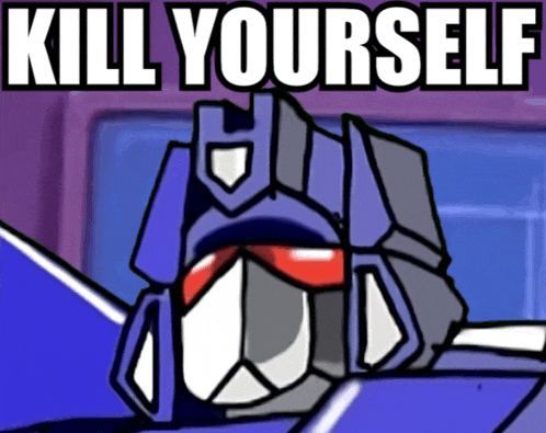 a cartoon of a robot with the words " kill yourself " above it