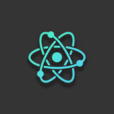 a blue icon of an atom on a dark background .