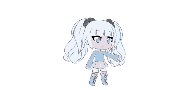 a drawing of a girl with blue eyes and white hair