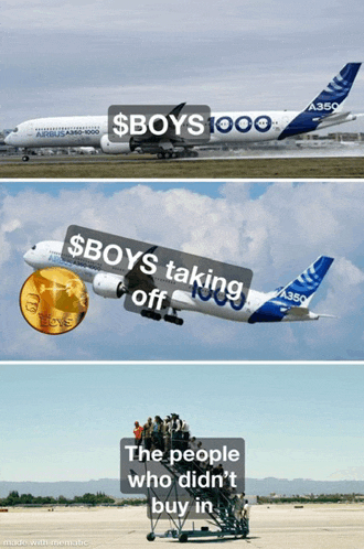 a picture of a plane with the words $ boys taking off 1000 on it