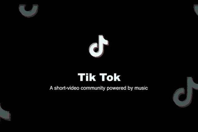 a black background with a tik tok logo and the words a short-video community powered by music